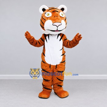 Custom Brown Black and White Tiger Mascot Costume Adult Full Body Suit for Wildlife Events