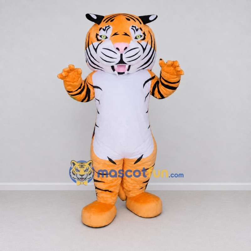 Custom Orange Black and White Tiger Mascot Costume Adult Full Body Suit for Wildlife Events Custom Orange Black and White Tiger Mascot Costume Adult Full Body Suit for Wildlife Events