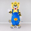 Custom Yellow Black and Blue Tiger in Overalls Mascot Costume Adult Full Body Suit for School Events Custom Yellow Black and Blue Tiger in Overalls Mascot Costume Adult Full Body Suit for School Events