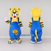 Custom Yellow Black and Blue Tiger in Overalls Mascot Costume Adult Full Body Suit for School Events Custom Yellow Black and Blue Tiger in Overalls Mascot Costume Adult Full Body Suit for School Events