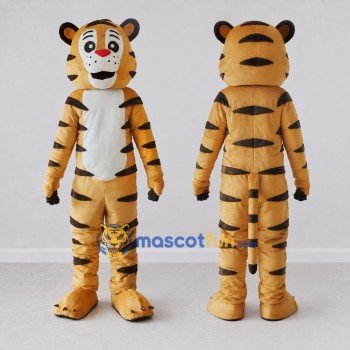 Custom Tan Black and White Tiger Mascot Costume Adult Full Body Suit for Wildlife Events