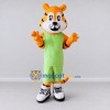 Custom Orange Black and Green Tiger in Sportswear Mascot Costume Adult Full Body Suit for Sports Events Custom Orange Black and Green Tiger in Sportswear Mascot Costume Adult Full Body Suit for Sports Events