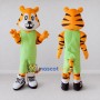 Custom Orange Black and Green Tiger in Sportswear Mascot Costume Adult Full Body Suit for Sports Events