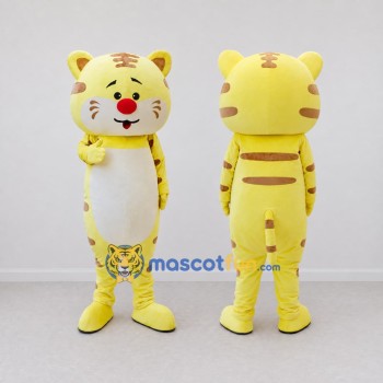 Custom Yellow Brown and White Tiger Mascot Costume Adult Full Body Suit for Children's Parties