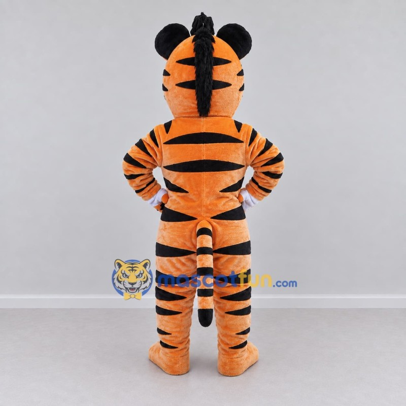 Custom Tan Black and White Tiger Mascot Costume Adult Full Body Suit for Wildlife Events Custom Tan Black and White Tiger Mascot Costume Adult Full Body Suit for Wildlife Events