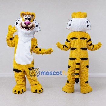 Custom Yellow Black and White Tiger Mascot Costume Adult Full Body Suit for Wildlife Events