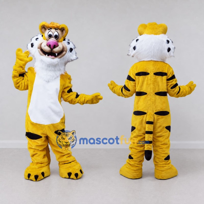 Custom Yellow Black and White Tiger Mascot Costume Adult Full Body Suit for Wildlife Events Custom Yellow Black and White Tiger Mascot Costume Adult Full Body Suit for Wildlife Events
