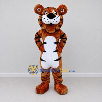 Custom Brown Black and White Tiger Mascot Costume Adult Full Body Suit for Wildlife Events Custom Brown Black and White Tiger Mascot Costume Adult Full Body Suit for Wildlife Events