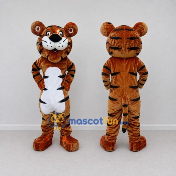 Custom Brown Black and White Tiger Mascot Costume Adult Full Body Suit for Wildlife Events