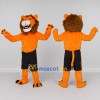Custom Orange Brown and Black Lion in Shorts Mascot Costume Adult Full Body Suit for Sports Events Custom Orange Brown and Black Lion in Shorts Mascot Costume Adult Full Body Suit for Sports Events
