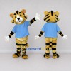 Custom Yellow Black and Blue Tiger in T-Shirt Mascot Costume Adult Full Body Suit for School Events Custom Yellow Black and Blue Tiger in T-Shirt Mascot Costume Adult Full Body Suit for School Events