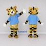 Custom Yellow Black and Blue Tiger in T-Shirt Mascot Costume Adult Full Body Suit for School Events