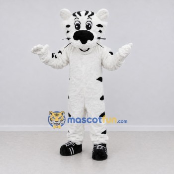 Custom White and Black White Tiger Mascot Costume Adult Full Body Suit for Wildlife Events Custom White and Black White Tiger Mascot Costume Adult Full Body Suit for Wildlife Events