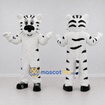 Custom White and Black White Tiger Mascot Costume Adult Full Body Suit for Wildlife Events