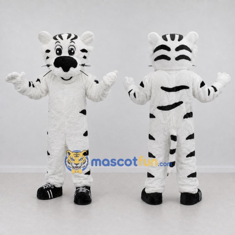 Custom White and Black White Tiger Mascot Costume Adult Full Body Suit for Wildlife Events