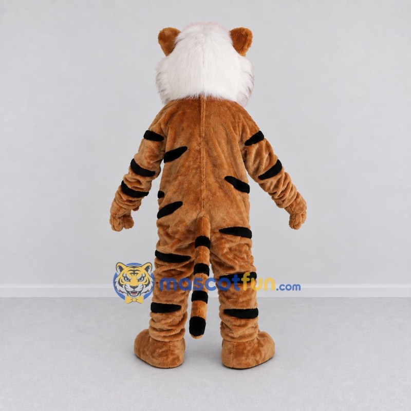 Custom Brown Black and White Tiger Mascot Costume Adult Full Body Suit for Wildlife Events Custom Brown Black and White Tiger Mascot Costume Adult Full Body Suit for Wildlife Events
