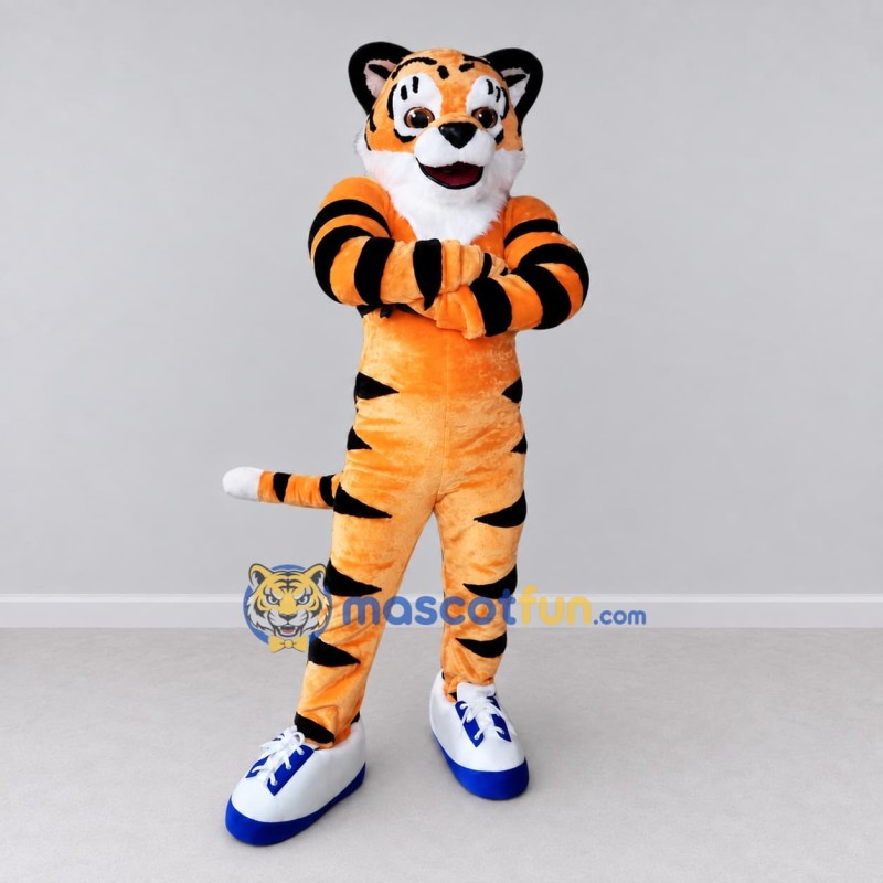 Custom Orange Black and White Tiger Mascot Costume Adult Full Body Suit for Sports Events Custom Orange Black and White Tiger Mascot Costume Adult Full Body Suit for Sports Events