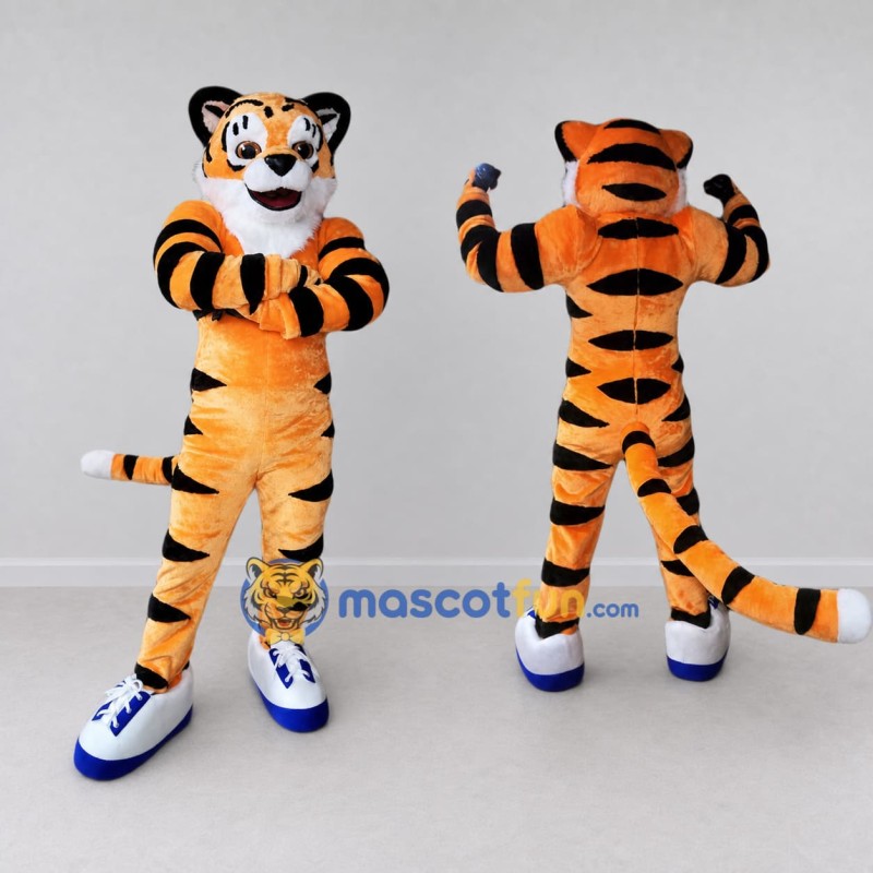 Custom Orange Black and White Tiger Mascot Costume Adult Full Body Suit for Sports Events Custom Orange Black and White Tiger Mascot Costume Adult Full Body Suit for Sports Events