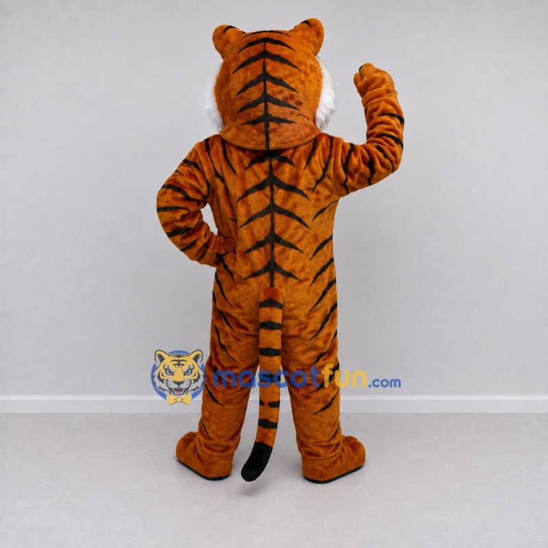 Custom Brown Black and White Roaring Tiger Mascot Costume Adult Full Body Suit for Wildlife Events