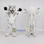 Custom White and Black Roaring Tiger Mascot Costume Adult Full Body Suit for Wildlife Events
