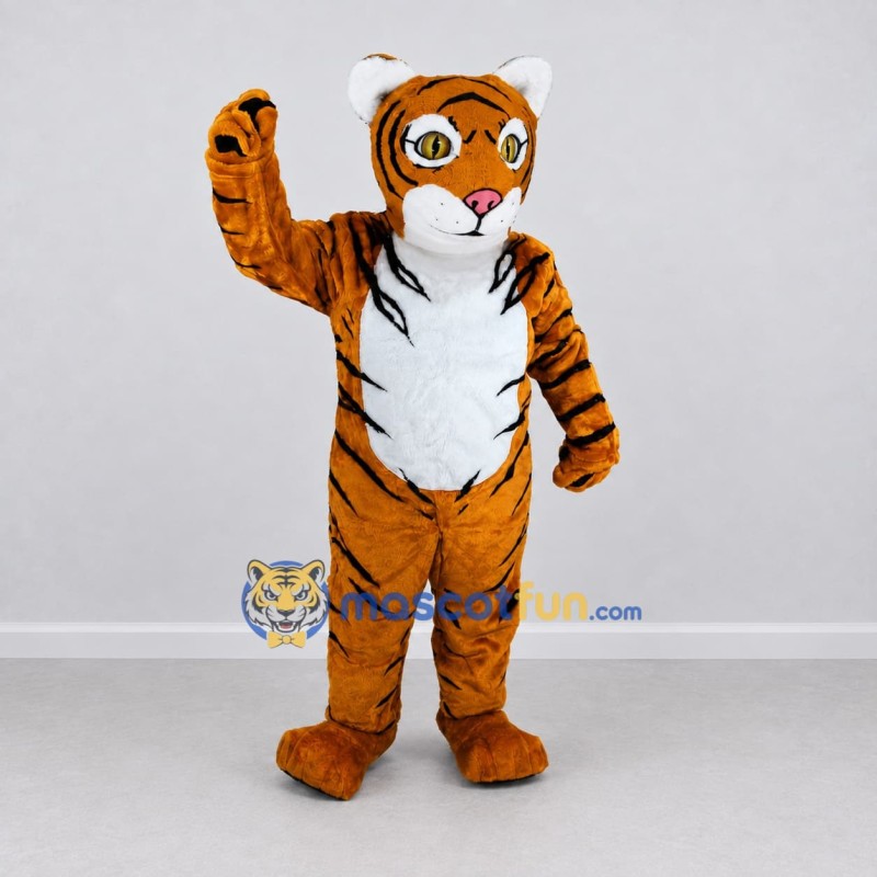 Custom Brown Black and White Tiger Mascot Costume Adult Full Body Suit for Wildlife Events Custom Brown Black and White Tiger Mascot Costume Adult Full Body Suit for Wildlife Events