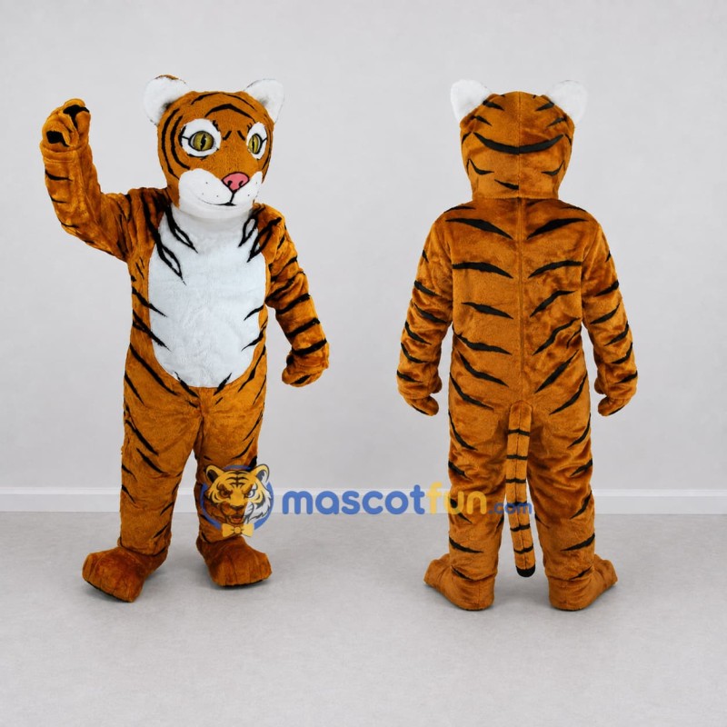 Custom Brown Black and White Tiger Mascot Costume Adult Full Body Suit for Wildlife Events Custom Brown Black and White Tiger Mascot Costume Adult Full Body Suit for Wildlife Events
