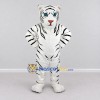Custom White and Black Tiger Mascot Costume Adult Full Body Suit for Wildlife Events