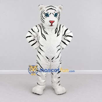 Custom White and Black Tiger Mascot Costume Adult Full Body Suit for Wildlife Events Custom White and Black Tiger Mascot Costume Adult Full Body Suit for Wildlife Events