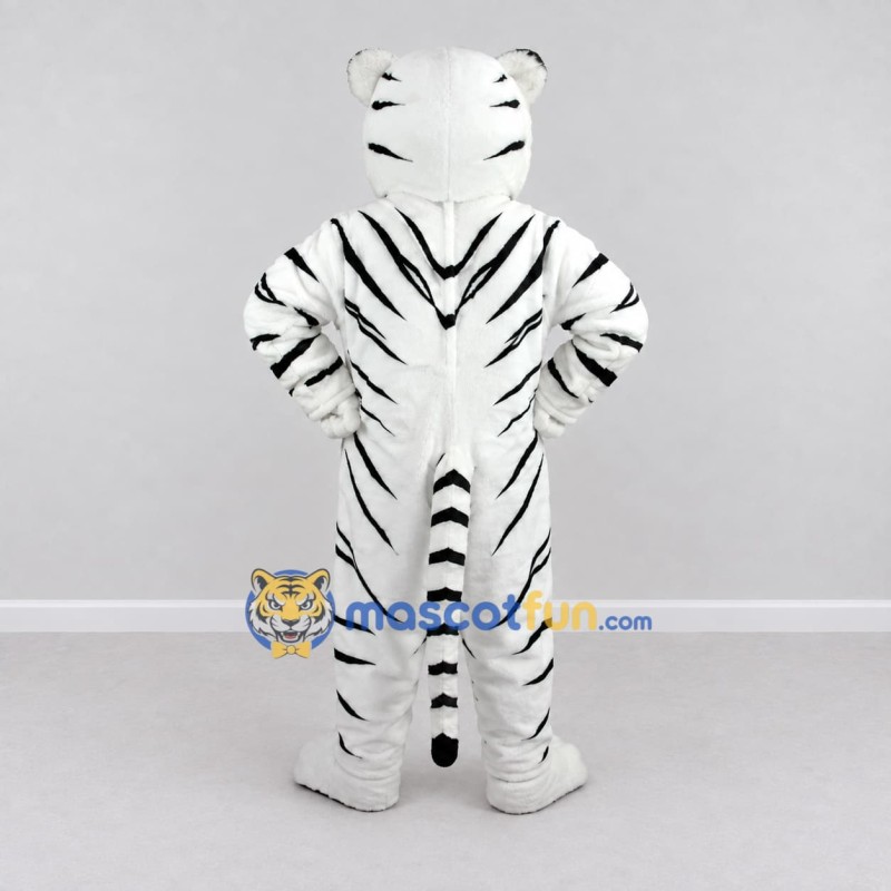 Custom White and Black Tiger Mascot Costume Adult Full Body Suit for Wildlife Events