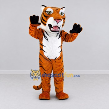 Custom Brown Black and White Roaring Tiger Mascot Costume Adult Full Body Suit for Sports Events Custom Brown Black and White Roaring Tiger Mascot Costume Adult Full Body Suit for Sports Events