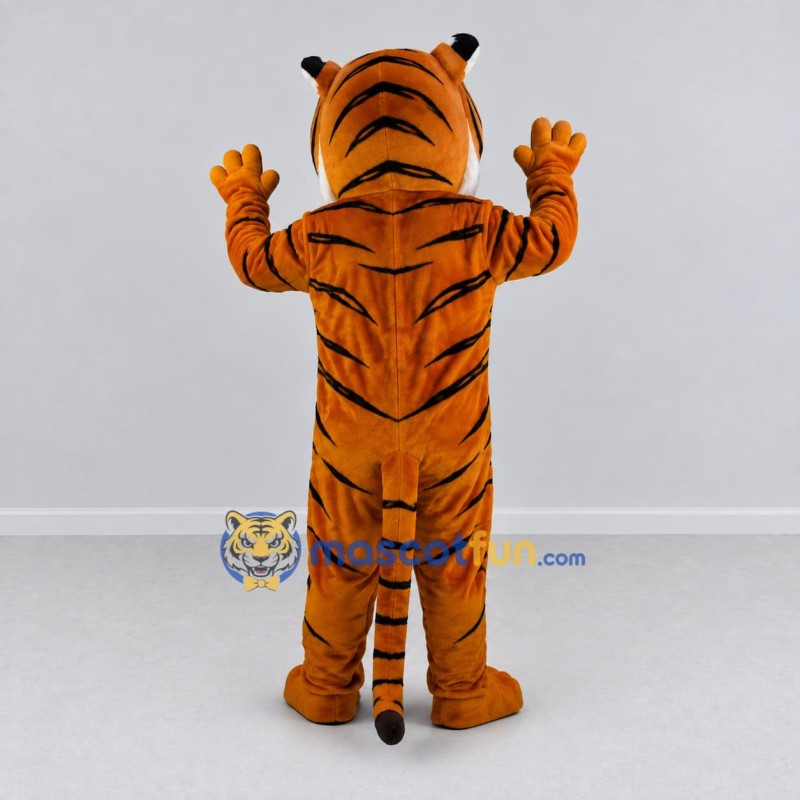 Custom Brown Black and White Roaring Tiger Mascot Costume Adult Full Body Suit for Sports Events