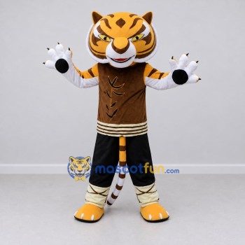 Custom Yellow Brown and Black Tiger in Martial Arts Outfit Mascot Costume Adult Full Body Suit for Martial Arts Events Custom Yellow Brown and Black Tiger in Martial Arts Outfit Mascot Costume Adult Full Body Suit for Martial Arts Events
