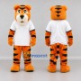 Custom Orange Black and White Tiger in T-Shirt Mascot Costume Adult Full Body Suit for Sports Events