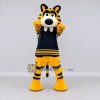 Custom Yellow Black and Navy Blue Saber-Toothed Tiger in Jersey Mascot Costume Adult Full Body Suit for Sports Events Custom Yellow Black and Navy Blue Saber-Toothed Tiger in Jersey Mascot Costume Adult Full Body Suit for Sports Events