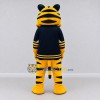 Custom Yellow Black and Navy Blue Saber-Toothed Tiger in Jersey Mascot Costume Adult Full Body Suit for Sports Events Custom Yellow Black and Navy Blue Saber-Toothed Tiger in Jersey Mascot Costume Adult Full Body Suit for Sports Events