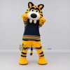 Custom Yellow Black and Navy Blue Saber-Toothed Tiger in Jersey Mascot Costume Adult Full Body Suit for Sports Events Custom Yellow Black and Navy Blue Saber-Toothed Tiger in Jersey Mascot Costume Adult Full Body Suit for Sports Events