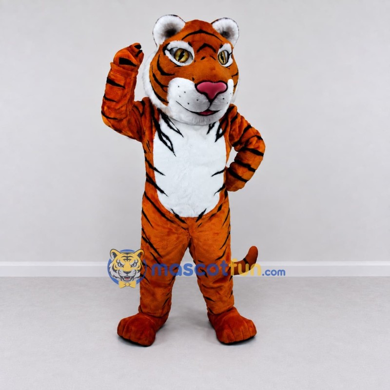 Custom Brown Black and White Tiger Mascot Costume Adult Full Body Suit for Wildlife Events Custom Brown Black and White Tiger Mascot Costume Adult Full Body Suit for Wildlife Events