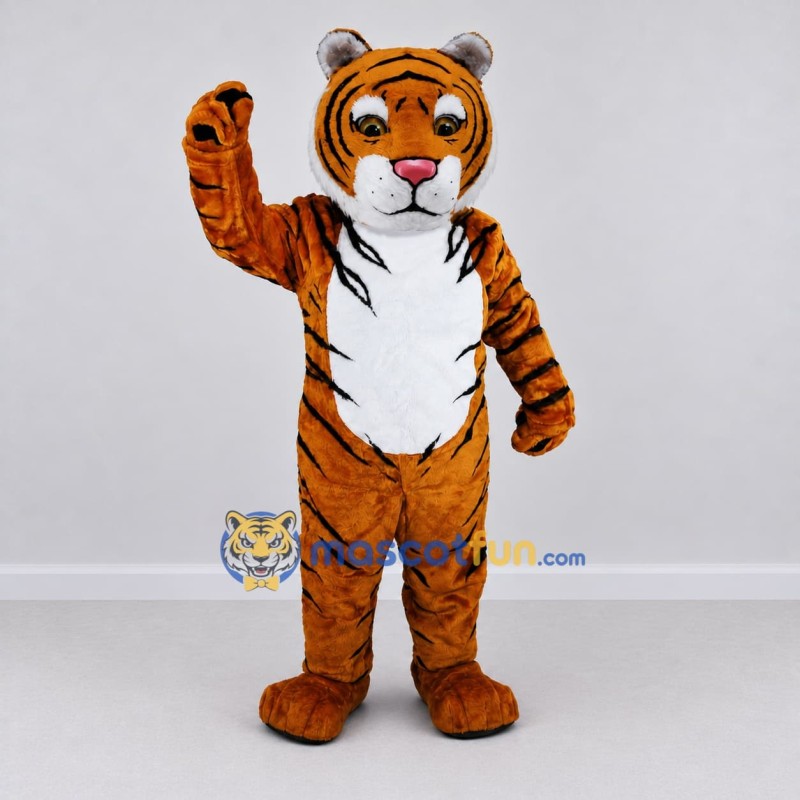 Custom Brown Black and White Tiger Mascot Costume Adult Full Body Suit for Children's Parties