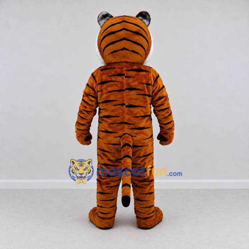 Custom Brown Black and White Tiger Mascot Costume Adult Full Body Suit for Children's Parties