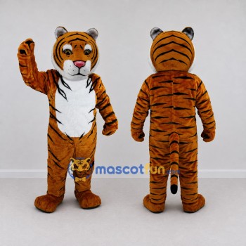 Custom Brown Black and White Tiger Mascot Costume Adult Full Body Suit for Children's Parties