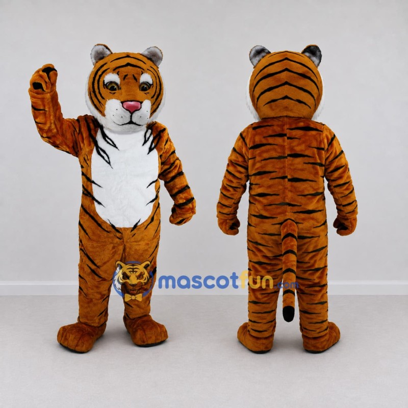 Custom Brown Black and White Tiger Mascot Costume Adult Full Body Suit for Children's Parties