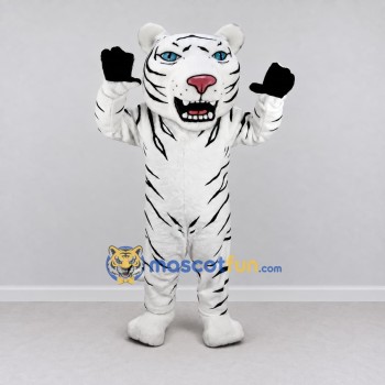 Custom White and Black Roaring Tiger Mascot Costume Adult Full Body Suit for Wildlife Events Custom White and Black Roaring Tiger Mascot Costume Adult Full Body Suit for Wildlife Events
