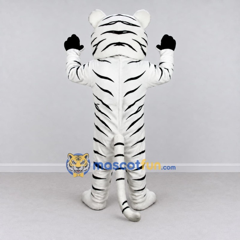 Custom White and Black Roaring Tiger Mascot Costume Adult Full Body Suit for Wildlife Events Custom White and Black Roaring Tiger Mascot Costume Adult Full Body Suit for Wildlife Events