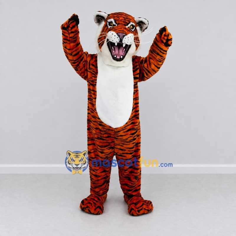 Custom Orange Black and White Roaring Tiger Mascot Costume Adult Full Body Suit for Wildlife Events Custom Orange Black and White Roaring Tiger Mascot Costume Adult Full Body Suit for Wildlife Events