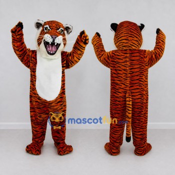Custom Orange Black and White Roaring Tiger Mascot Costume Adult Full Body Suit for Wildlife Events