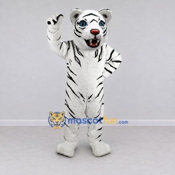 Custom White and Black Tiger Mascot Costume Adult Full Body Suit for Wildlife Events Custom White and Black Tiger Mascot Costume Adult Full Body Suit for Wildlife Events