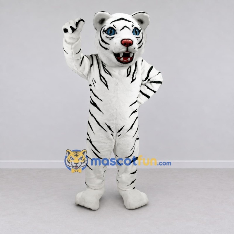 Custom White and Black Tiger Mascot Costume Adult Full Body Suit for Wildlife Events Custom White and Black Tiger Mascot Costume Adult Full Body Suit for Wildlife Events