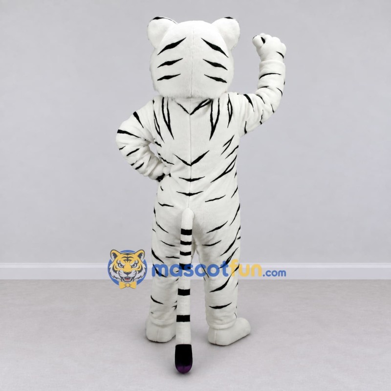 Custom White and Black Tiger Mascot Costume Adult Full Body Suit for Wildlife Events Custom White and Black Tiger Mascot Costume Adult Full Body Suit for Wildlife Events