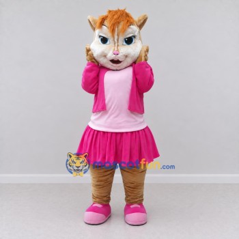 Custom Tan and Pink Cat in Skirt Mascot Costume Adult Full Body Suit for Children's Parties