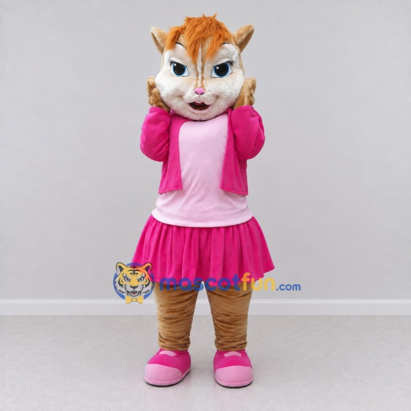 Custom Tan and Pink Cat in Skirt Mascot Costume Adult Full Body Suit for Children's Parties Custom Tan and Pink Cat in Skirt Mascot Costume Adult Full Body Suit for Children's Parties